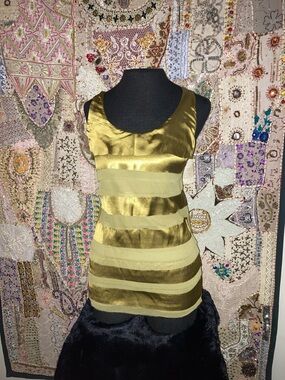 LOFT Olive Satin and Striped Tank